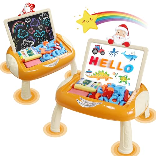 Cokzer Toddler Drawing Board with Accessories, Educational Toys for 1-2 Year Old Girls, Magnetic Letters and Numbers, Learning and Creative Play, Birthday Christmas Gifts (Creamy Orange)