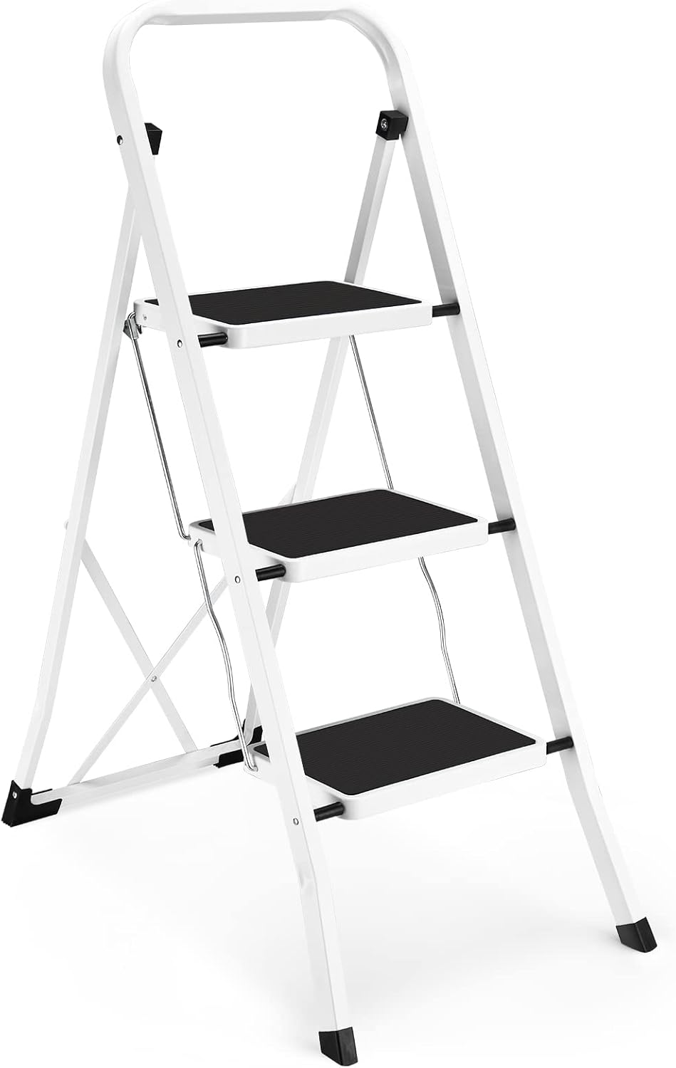HBTower 3 Step Ladder Folding Step Stool Only 1.77" Wide, Lightweight