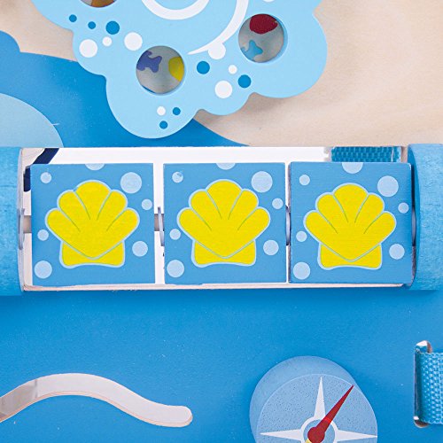 Bigjigs Toys Marine Baby Activity Table Board - Educational Activity Tables for 6 months +, Wooden Baby Toys 6-12 Months that Attach to Cot Bed