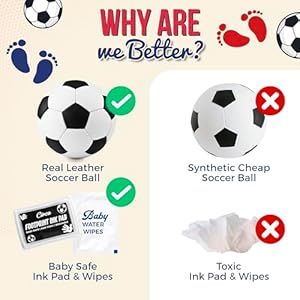 Circa print baby soccer ball handprint kit ink pad for baby hand and footprints unique baby keepsake for dads baby shower present for new moms newborn gifts  urban country home decor