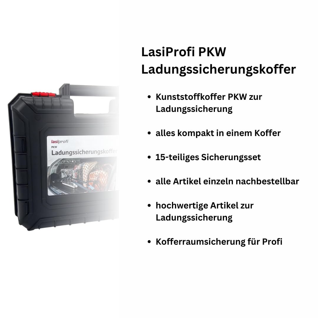 PKW Ladungssicherungskoffer Set 15-teilig Spanngurt mit Ratsche, Ladungssicherung, Abdecknetz, Antirutschmatte