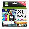 Cartuchos de tinta HP 962XL. Funciona con impresoras OfficeJet Pro 9028 9029 9010 9015 9018 9025 9020 9012 9026 9027. Paquete de 4 962 (negro, cian, magenta, amarillo)