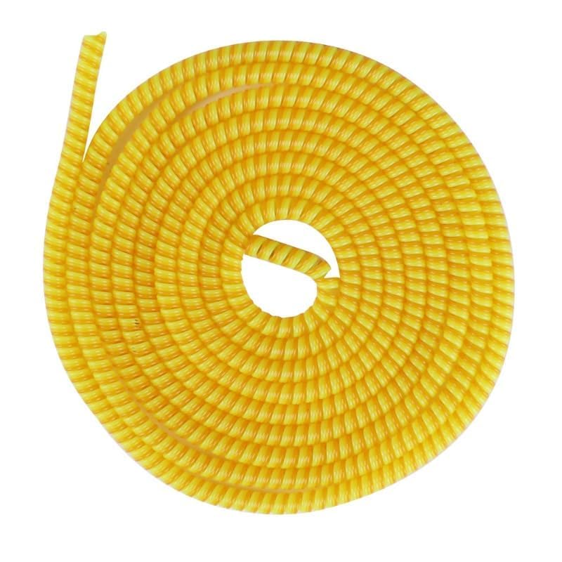 Image of Spiral Cable Protector, 150cm Plastic Cord Organizer for Charging Cables, Headphone and Charger Wire Protection Cover, Universal Device Compatible (Yellow)