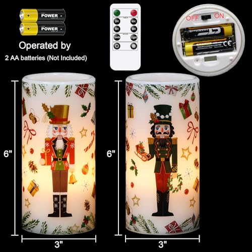 Image of Christmas Nutcracker Flameless Pillar Candles with Remote Timer