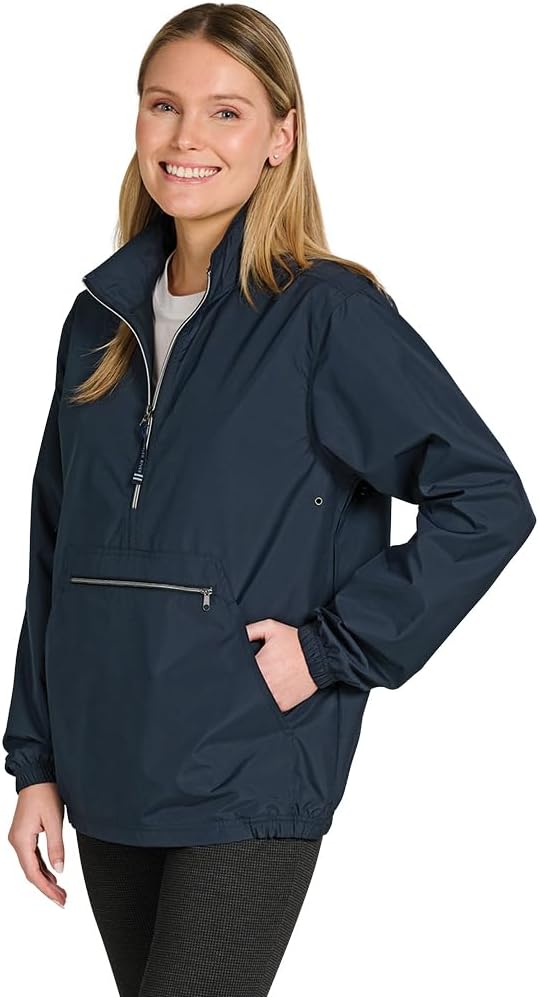 Charles River Riverbank Pack-N-Go Half Zip Pullover Jacket Unisex Relaxed Fit