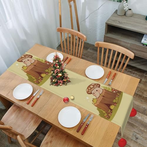 Chemin de table de Noël protège table motif champignon et grenouille - 8