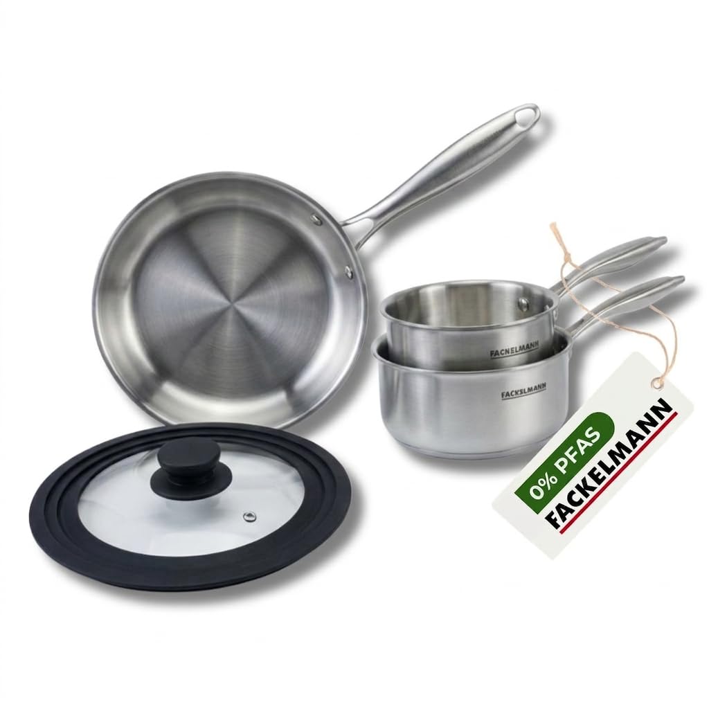 Fackelmann 9241850B Batterie de cuisine 1 poeles 24 cm, 3 casseroles 14/16/18 cm et 1 ustensiles