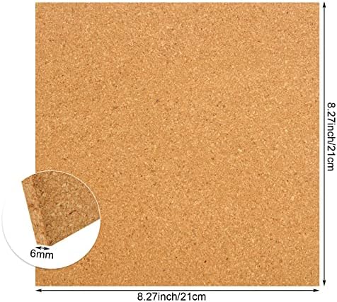 MIVIDE 10PCS Square Cork Board for Walls, Self Adhesive Cork Tile Boards, Small Wall Bulletin Boards for Pictures, Photos, Drawing Display(210x210x6MM)