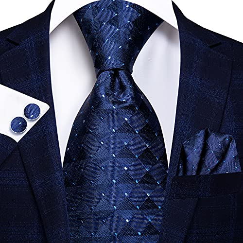 Image of Hi-Tie Men 63inches Tie Set Extra Long Necktie Paisley Tie Pocket Suqare Cufflinks Big and Tall Men Tie