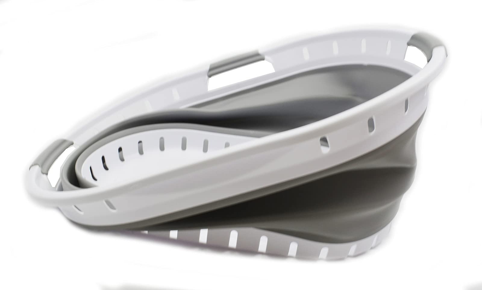 SAMMART 44 Litri Collapsible - Cesto portabiancheria pieghevole in plastica, per riporre oggetti e lavabo, contenitore salvaspazio (1, bianco/grigio), Dimensione : 64,6 x 45,2 x 27 cm