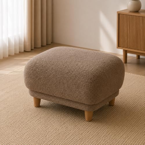 Image of Modern Classic Teddy Boucle Fabric Sofa for Living Room Bedroom Reception and Office 3+1+Ottoman Sofa for Living Room (Taupe)