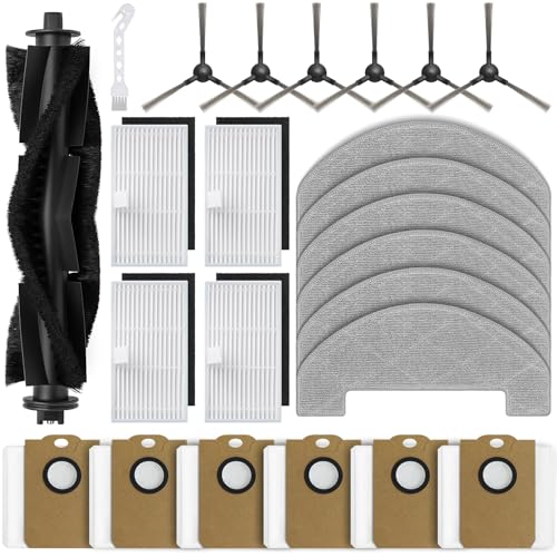 Bluevisk MS1 MAX Replacement Parts for For MONSGA MS1 MAX Robotic Vacuum Cleaner Parts with 1 Roller Brush, 4 HEAP, 6 Mop, 6 Dust Bags, 6 Side Brushes, 1 Clean Brush