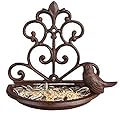 garden mile® Vintage Style Decorative Cast Iron Bird Feeder Bird Bath, Bronze Bird Feeding Station Bird Table Seed Feeder Wall Mounted Garden Ornament.