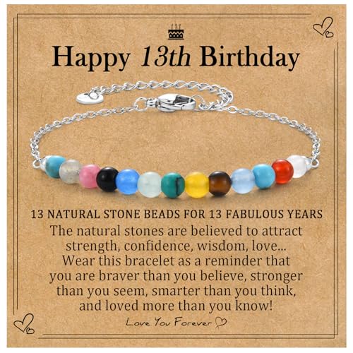 EPIRORA Birthday Gifts for Girls, 12th/ 13th/ 16th/ 18th/ 21st Birthday Jewellery Presents Ideas for Teen Girl Daughter Granddaughter Sister Niece Friends, Natural Colorful Stones Bracelets