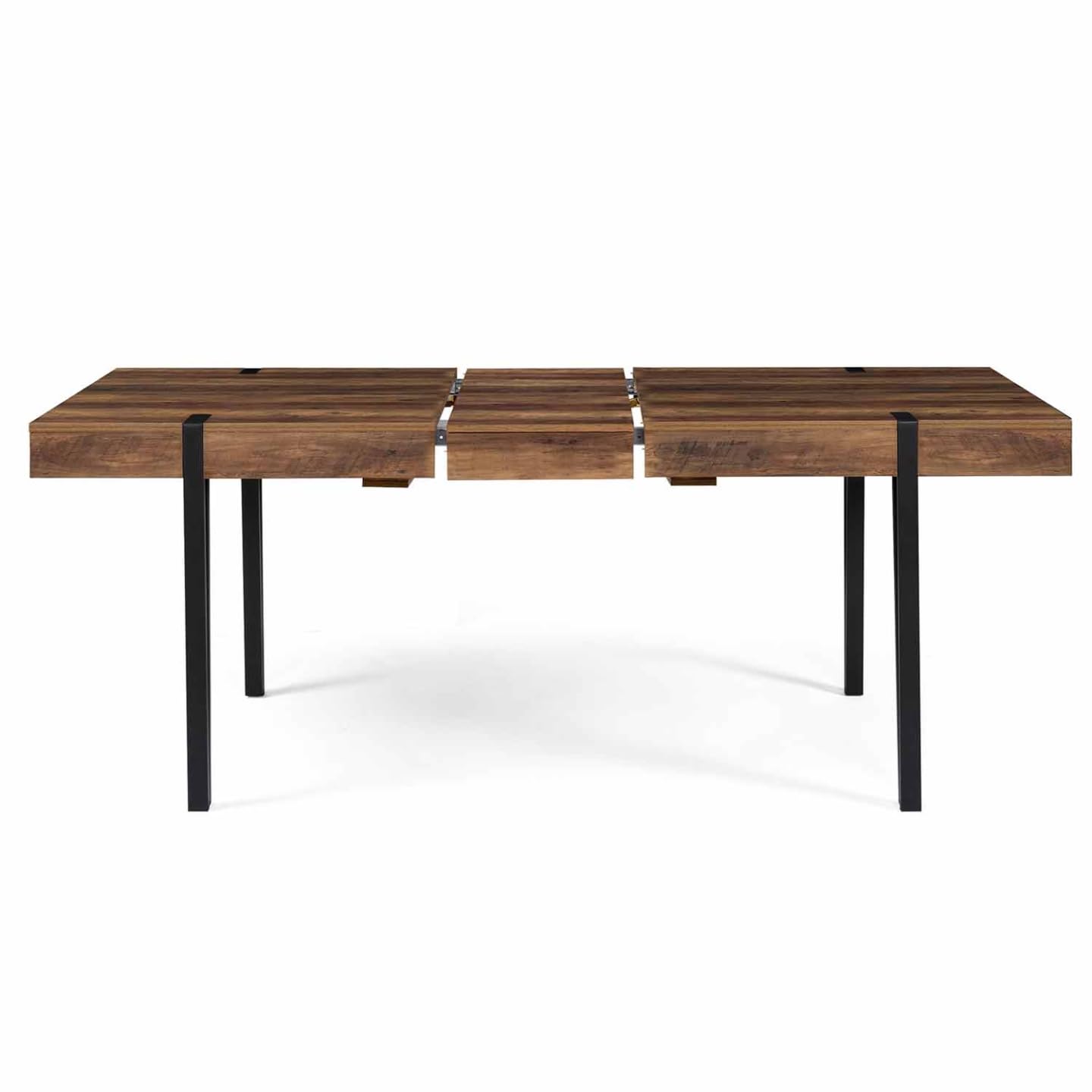 Tavolo da pranzo allungabile in legno e nero 6-10 persone 160-200 cm