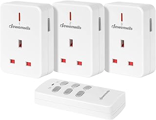 DEWENWILS Remote Control Plug Socket, 13A/3120W Heavy Duty Wireless Light Switch, 30m/100ft Long Range, Programmable for Bedroom, Garbage, 3 Pack Sockets and 1 Remote