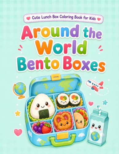 Around the World Bento Boxes: Cute Global Lunch Boxes, Bento Meals, Snacks, and Picnic Foods to Color (Cute Lunch Box Coloring Book for Kids) image 2