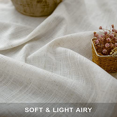 Pitalk PT-HFM-APDL-NATURAL-36X30 Small Curtains For Windows 30 Inches Long Linen Kitchen Window Curtains Over Sink 2 Panels Back Tab Pocket Classic Vintage Tier Half Curtain thumb #2