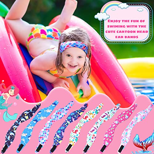 Image of 8 Pcs Swimming Headband for Kids Adjustable Cute Swimming Ear Band Keeping Water Out Ear Protection Band Waterproof Swim Headband for Kids Children Swimmers Age 4-9 Surfing Bathing (Animal)