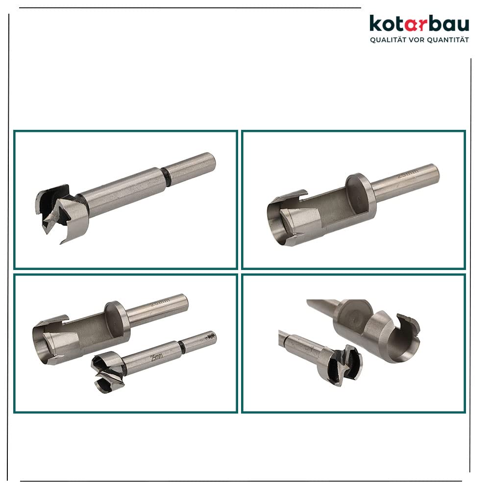 KOTARBAU® Set di frese e punte per legno, 25 mm, punte forstner, punte per trapano, trapano per potatura, fresa, punte per legno, punte per legno