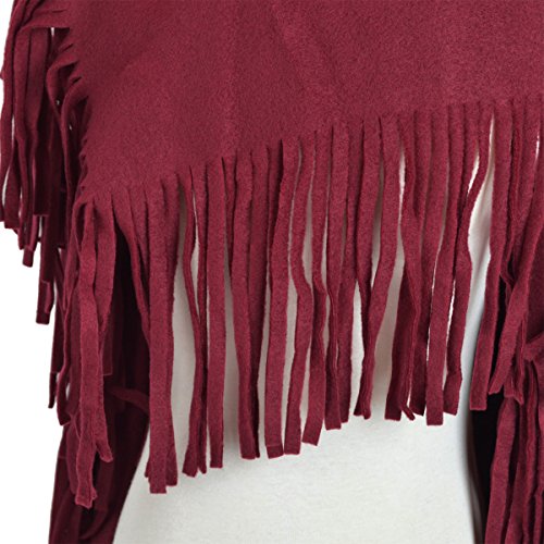Premium Large Solid Color Tasseled Winter Poncho Shawl Wrap Cape Cardigan Coat4