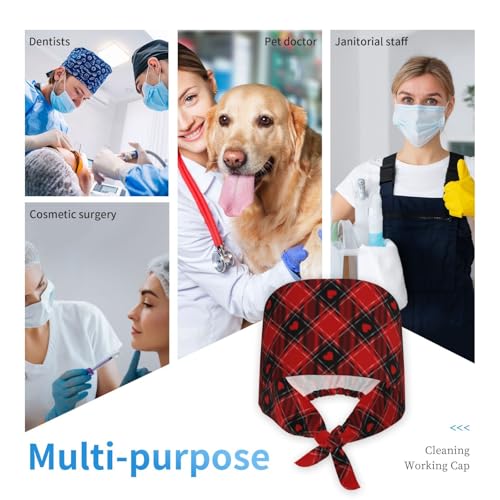 Image of Working Cap Scrub Cap with Sweatband Adjustable Unisex Women Tie Back Hat Nurse Surgical Caps