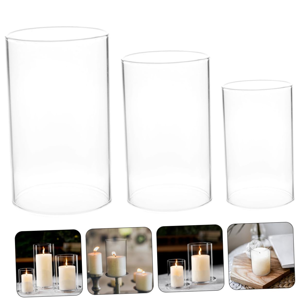 Generico 3 Pz Ombra Di Titolari Barattolo Di Profumo Leggero Imbrattare Stoppini Di Lumino Kit Per Realizzare Candele Candelieri Portacandele Alto Borosilicato