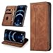 Produktbild Leaisan Handyhülle, Hülle Premium Leder Flip Klappbare Stoßfeste Magnetische [Standfunktion] [Kartenfächern] Schutzhülle für iPhone 12/iPhone 12 Pro Tasche - Braun