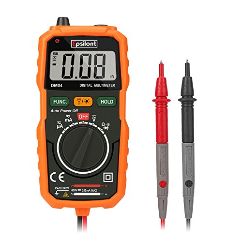 Epsilont EPS1000MM Digital Multimeter, Auto-Ranging Digital Measuring instrument Ac Voltage Detector Amp Ohm Volt Meter Multi Tester Diode with Backlight LCD Display
