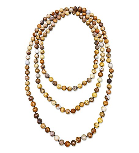 MGR MY GEMS ROCK! Endless Infinity Style 8MM Polished or Matte Finish Semi-precious Genuine Picture Jasper Beaded Long or Multi-Strand Necklace, 60" Long. (polished picture jasper) - Image 4