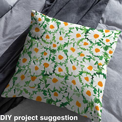 Daisy Floral Fabric by The Yard,Watercolor Chamomile Flowers Upholstery Fabric for Chairs Sofa,Summer Wild Botanical Fabric Waterproof,Fabric for DIY Projects,3 Yards,(L276*W150cm) Green Orange - Image 4