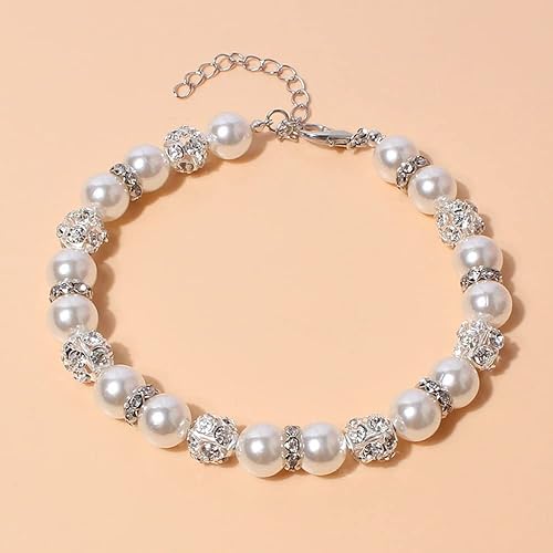 Miniatura 5 de Collar de diamantes de perlas para mascotas, collar ajustable para gatos y perros
