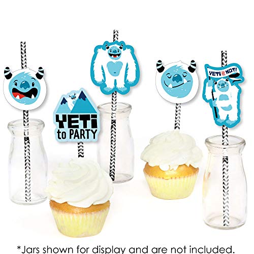 Decoración de Pitillos de Papel Yeti para Fiesta Pack 24 miniatura 4