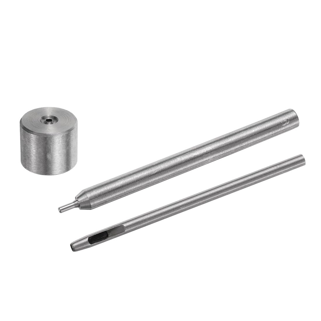 QUARKZMAN Herramienta de Troquelado de Ojales, Punzón Hueco de 3 mm para Remaches para Artesanía en Cuero, Ropa, Bolsos de Mano, Cortinas