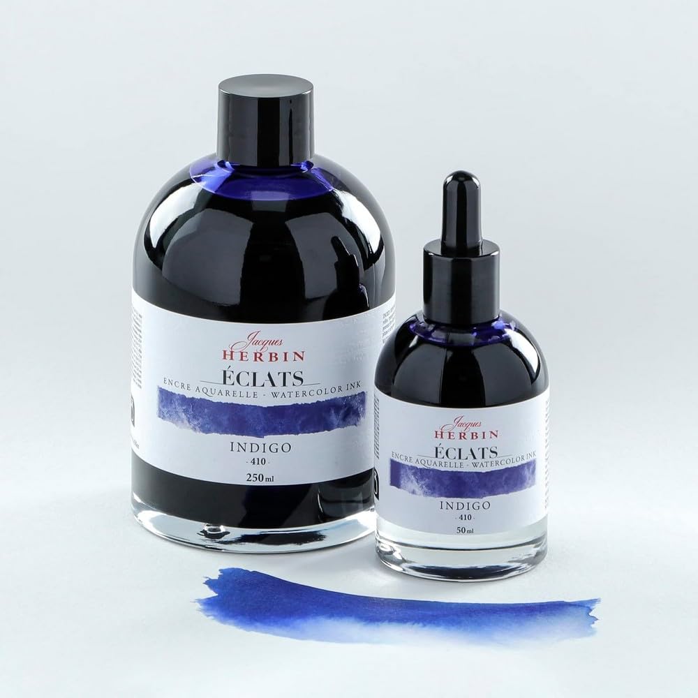 Jacques Herbin 18410TAMZ - Fine Art - WaterColour Ink Radiance - Indigo colour 250ml - Painting - Drawing - Calligraphy - Creative tools - Arts and Crafts
