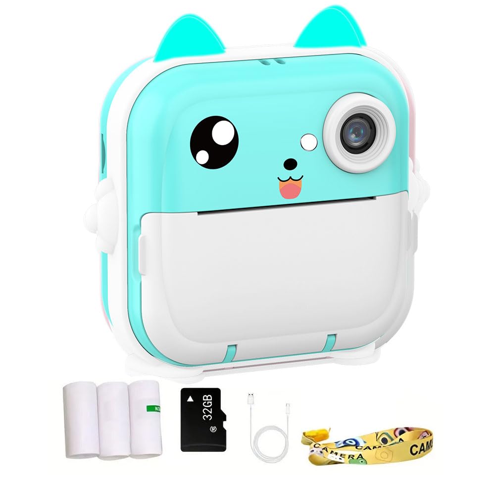 Kids Camera Instant Print, Christmas Birthday Gifts for Kids Age 3-12, Selfie Digital Camera with 1080P Videos,Toddler Portable Travel Camera Toy (