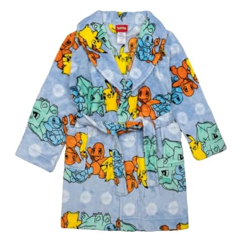 Pokemon Boys' Soft Fleece Bathrobe Kids' Fluffy Robe Sleepwear Cover