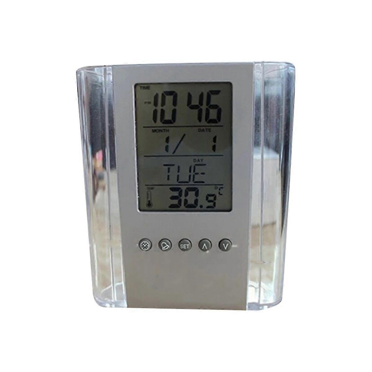 JOYHAPPST Perpetual Calendar Pen Clock Electronic Pen Clock Cylinder Electronic Alarm Clock