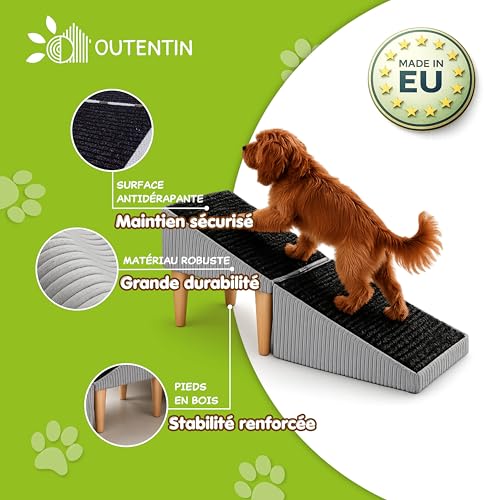 Marches pour chiens pliables et rampe chat - Escalier intérieur antidérapant beige - 3