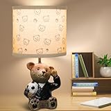 Small Bear Table Lamp for Bedroom Nightstand Decor,Animal Nursery Single Bedside Lamp for Kid Study Room,Cute Desk Lamp for Boy Girl Toddler Play Room (Brown)