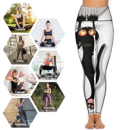 Legging yoga chat noir extensible taille haute taille S - 5