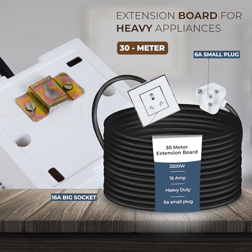 Image of Extension Board Heavy Duty Multi Socket 15A /16A /20A (2500 Watts 6A Small Plug, 30 Meter)