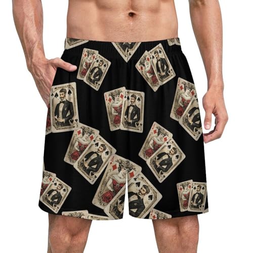 Vintage Playing Cards Men's Pajama Bottoms Lounge Pj Shorts Stretch Sleep Shorts for Home Vacation Beach