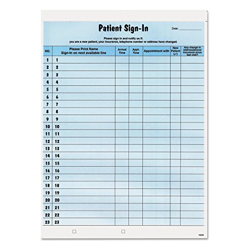 Image of Tabbies Patient Sign-In Label Forms, 8-1 /2 inch x 11 inch Form, Blue, 23 Labels /Sheet, 125 Sheets /Pack, Confidentially Sign In Your Patients, Also Provides a Daily Patient Log (14531)