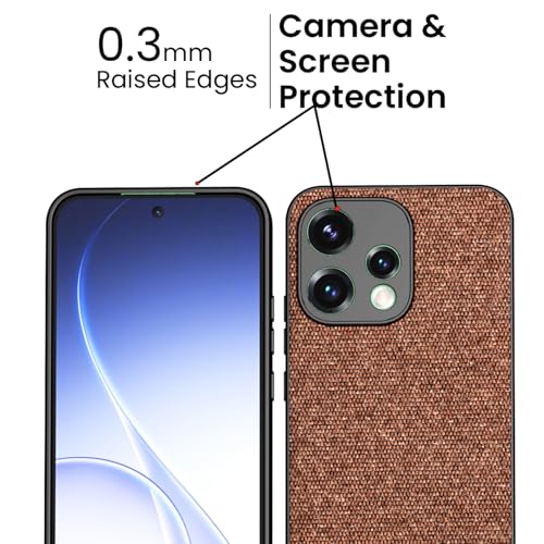 Image of Kapa Soft Fabric & Leather Hybrid Protective Back Cover for Oppo Reno 15 5G | Shockproof Slim Hard Anti Slip Back Case (Brown)