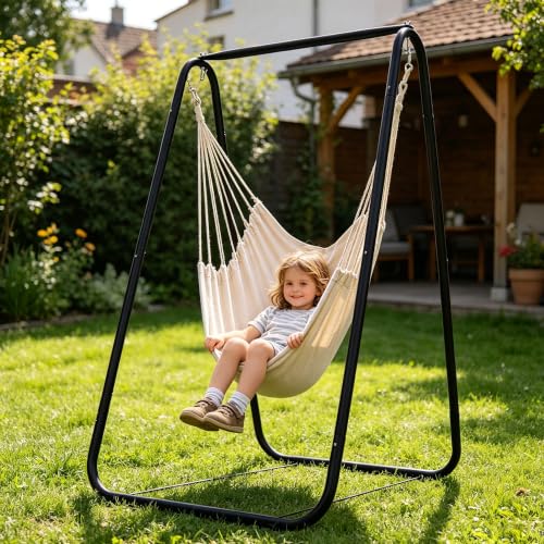 Support Sur Pied En Acier A-Shape, Support De Chaise Suspendu Sur Pied Exterieur, Balancelle De Jardin Avec Structure Anti-Déformation, Charge 100kg Pour...