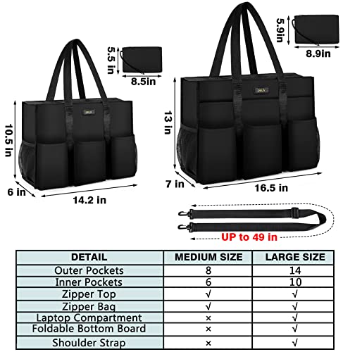 Image of IBFUN Utility Tote Bag with 24 Pockets, Large Teacher Tote for Women with Laptop Compartment, Travel Tote Bag with Zip Top