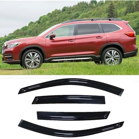Kucaruce SUB28 Side Window Wind Vent Deflector,4pcs Outside Mount Style Tape-On Nice Sun Rain Guards Visor Set fit for 2019-2023 Subaru Ascent,Dark Smoke Shatterproof Cover