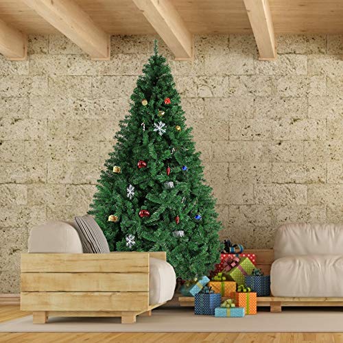 Luckyermore 9 Ft Artificial Christmas Tree Pine Tree 1000 Tips Premium Pvc Branch Hinged Spruce Tree With Foldable Sturdy Metal Stand #TOP2