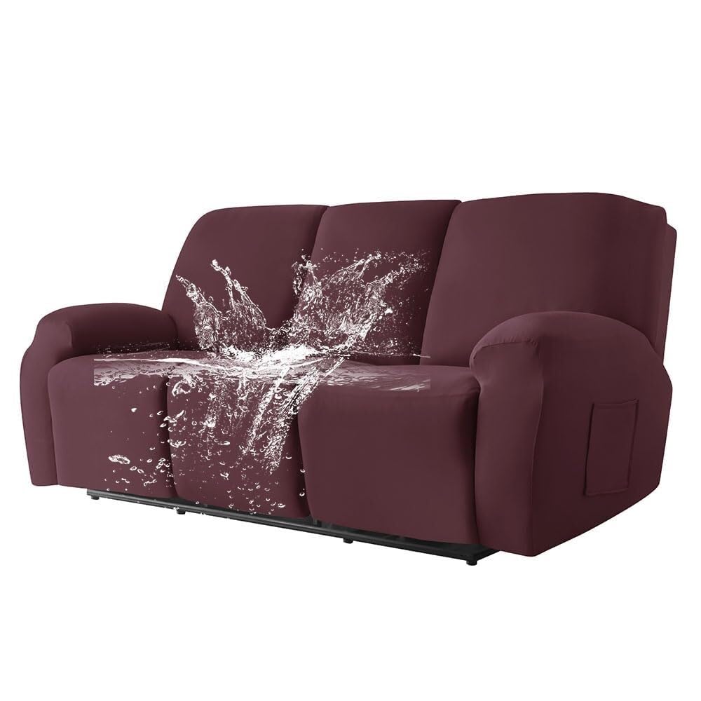 Funda elástica Impermeable para sillón reclinable, Color Liso, Antideslizante, con Bolsillo Lateral, Lavable, Protector de Muebles para Silla.